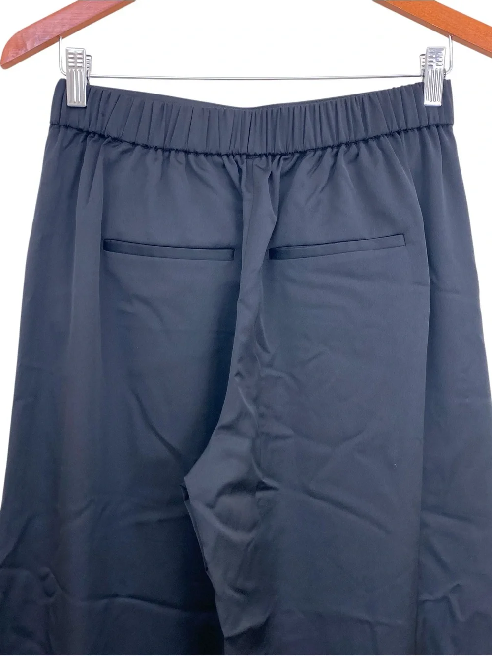 J Crew Stratus Pant in Black Satin Elastic Waist Women's Sz 4 - Picture 7 of 9